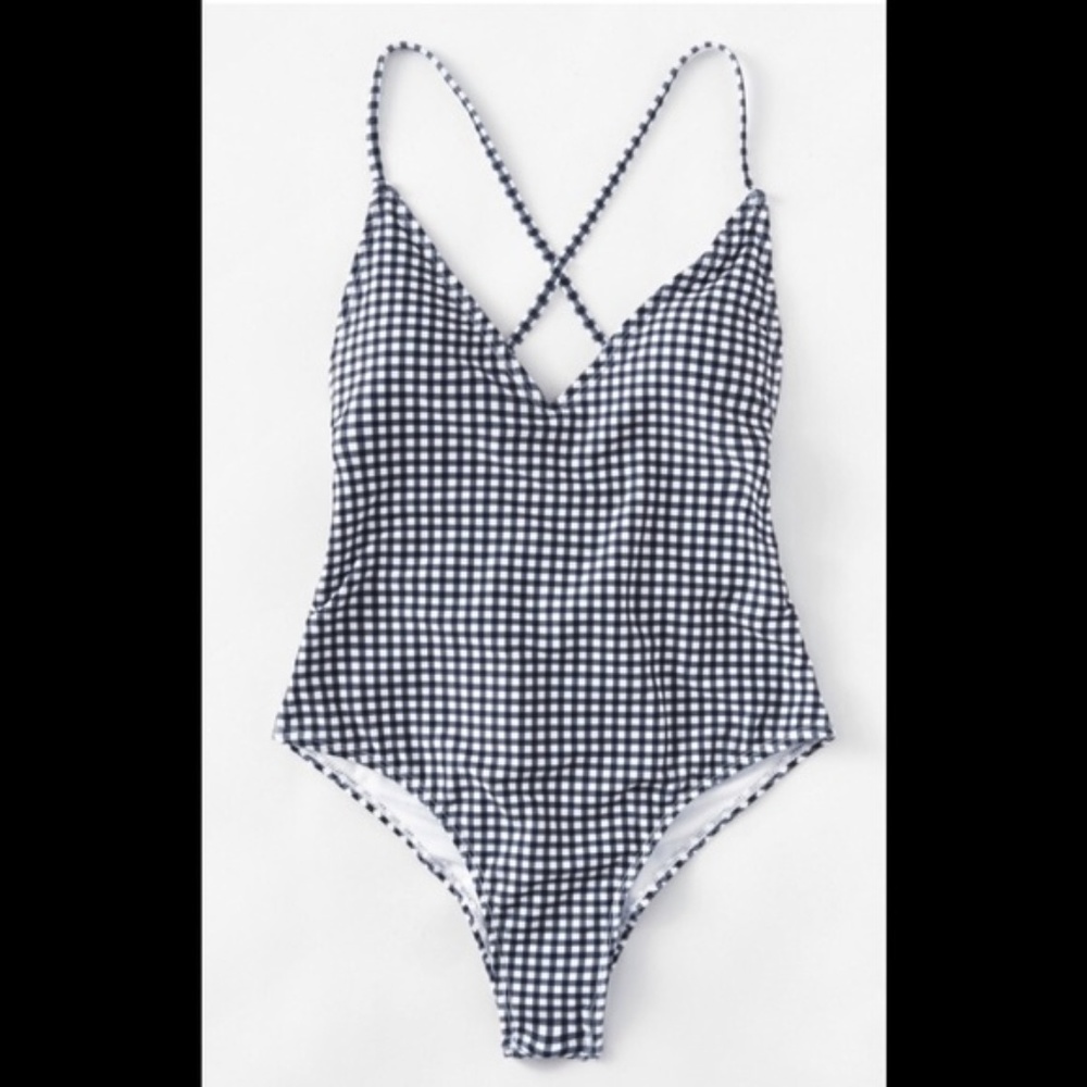 Black and white checker swimsuit